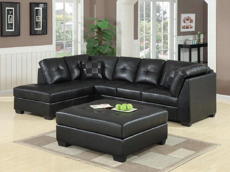 Darie 500606so 2 Pc Living Room Set With Sectional Soffa + Ottoman In Black