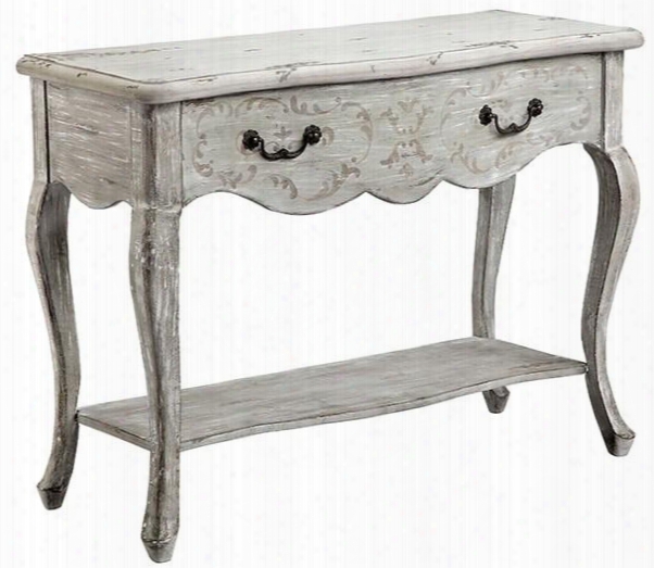 Dedra 13615 40" Table With 1 Drawer Bottom Shelf And Cabriole Legs In Hand Painted