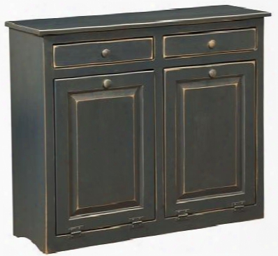 Double 4652132n 41" Trash Bin With 2 Drawers Metal Knobs And Premium Grade Pine Wood Construction In Navy