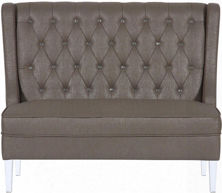 Ds-2187-400-222 52" Glam Fabric Upholstered Banquette With Piped Stitching Button Tfting And Tapered Legs In