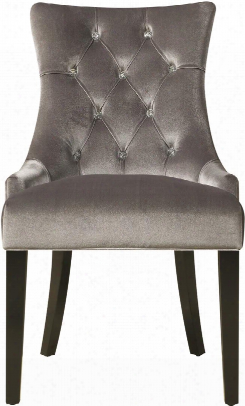 Ds-2514-900-204 24" Dining Chair With Button Tufting And Tapered Legs In Chrome