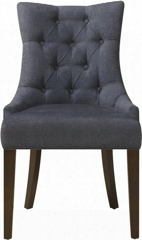 Ds-2514-900-343 24 Dining Chair With Button Tufting Andd Taperee Legs In Darkwash