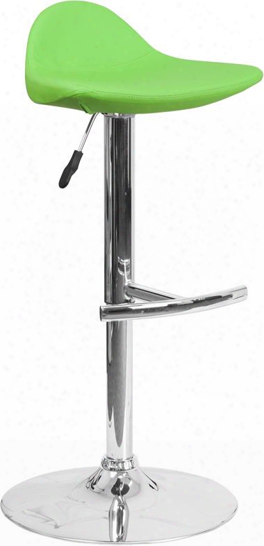 Ds-8002-gn-gg 29" - 37" Vinyl Barstool With Adjustable Seat Height Low Back Design And Chrome Base In