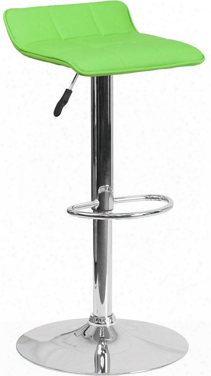 Ds-801b-gn-gg 27" - 35" Bar Stool With Vinyl Upholstery Adjustable Height And Chrome Base In