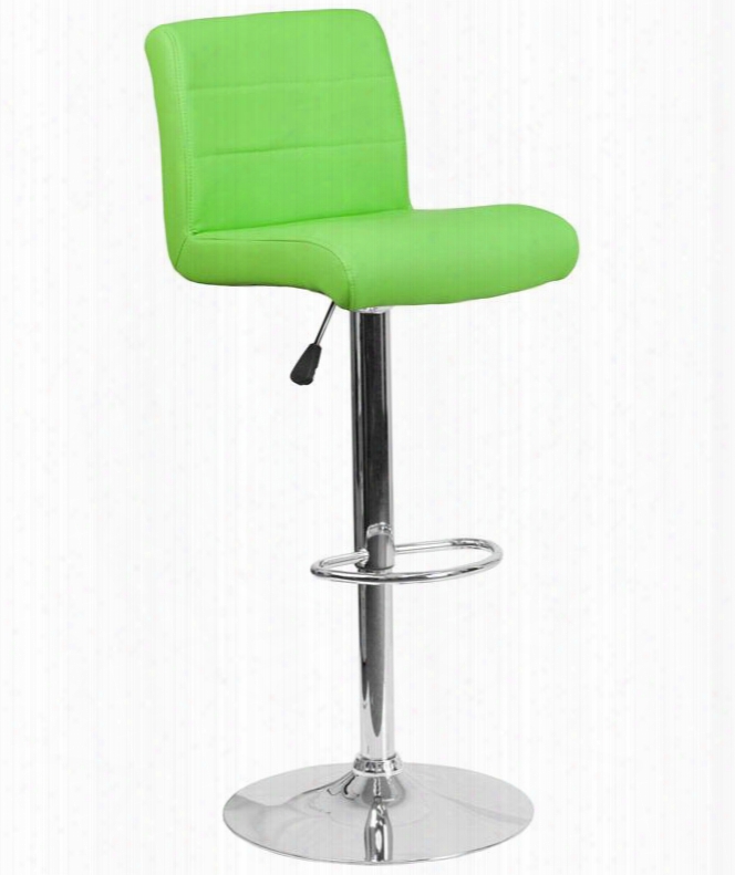 Ds-8101b-gn-gg 37"-45" Bar Stool With Vinyl Upholstery Waterfall Designed Seat Adjustable Height And Chrome Base In