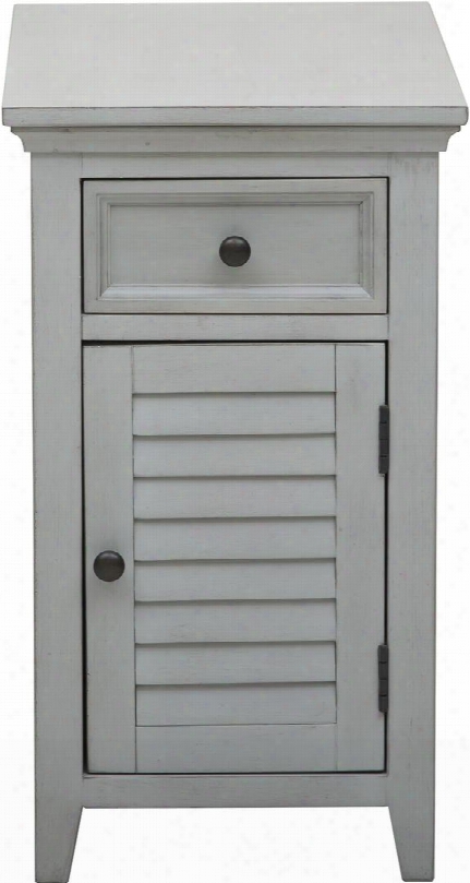 Ds-a052-850 22" Transitional Shutter Door Chairside Chest Including One Shutter Door And One Drawer With Aged Brass Hardware And Molding Detail In