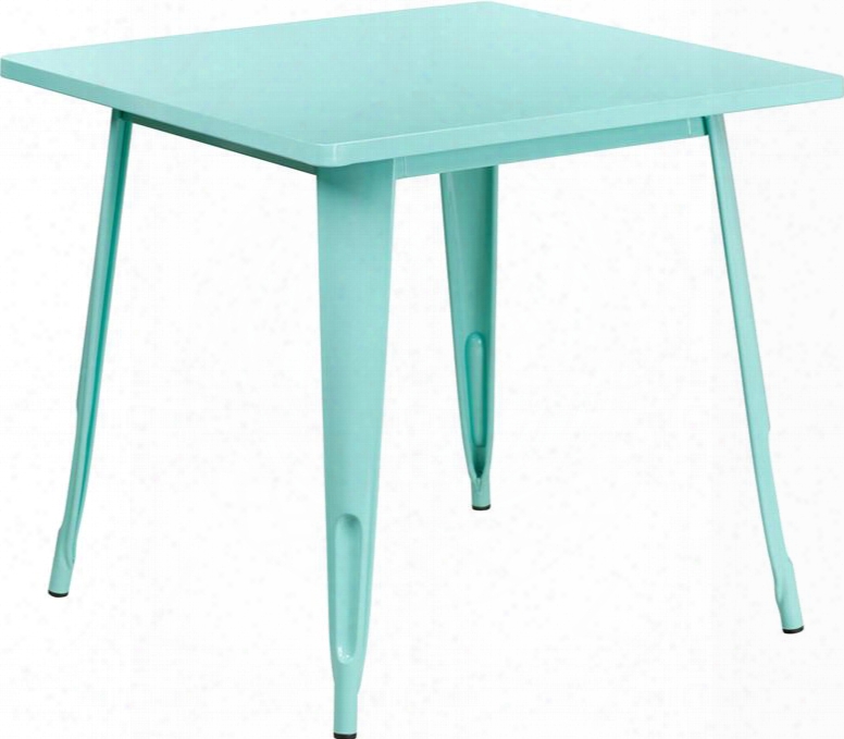 Et-ct002-1-mint-gg 31.5" Square Bar Table With 1" Thick Edge Smooth Top Protective Rubber Floor Glides Metal Construction And Copper Powder Coat Finish In