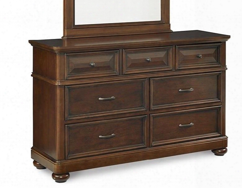 Expedition 8468410 56" Dresser With 7 Drawers Nickel Finished Hardware Engoish Dovetail Joinery Selected Veneers And Hardwood Solids Construction In Cherry