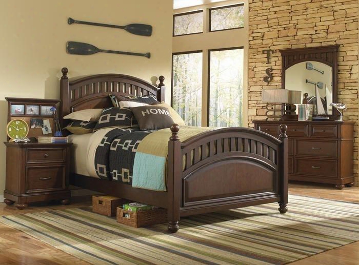 Expedition 84686323301setc 5 Pc Bedroom Set With Full Size Poster Bed + Dresser + Mirror + Nightstand + Nightstand Back Panel In Cherry