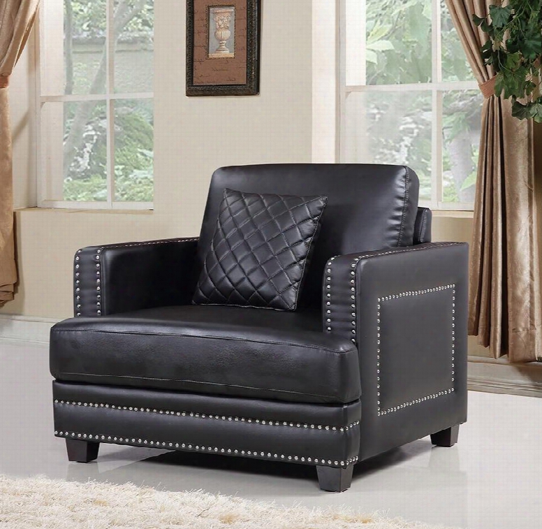 Ferrara 655bl-c 40" Chair With Top Quality Bonded Leather Upholstery Silver Nail Heads Design And Quilted Pillows In