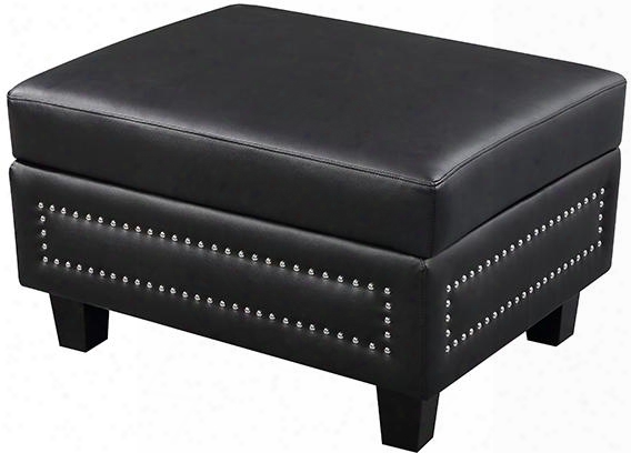 Ferrara 655bl-ott 32 Ottoman With Top Quality Bonded Leather Upholstery Silver Nail Heads Design And Quilted Pillows In