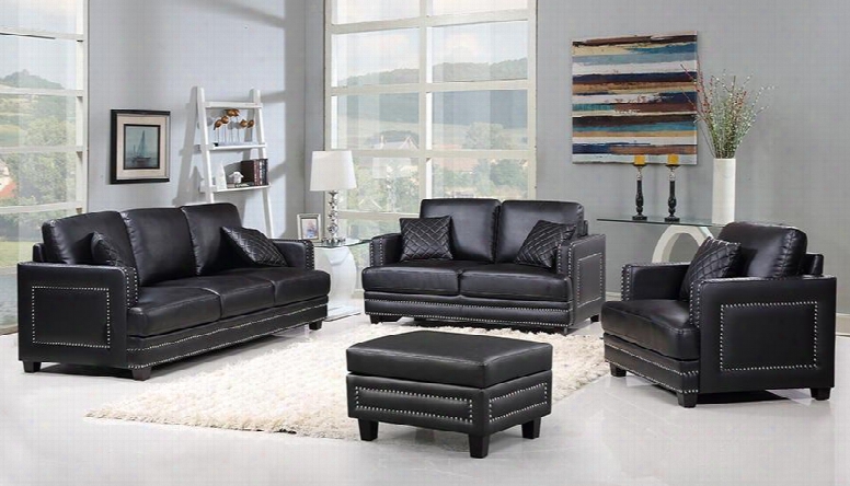 Ferrara Collection 654-bl-s-l-c-o 4 Piece Living Room Set With Sofa + Loveseat + Chair And Ottoman In