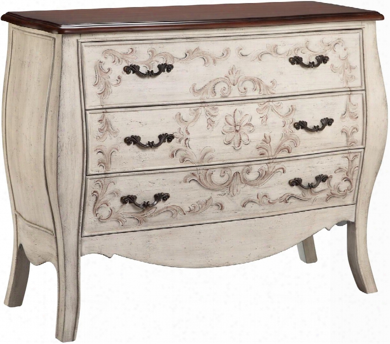 Fiona 13224 46" 3-drawer Chest With Decorative Hardware Hand Painted And Scroll Pattern Design In