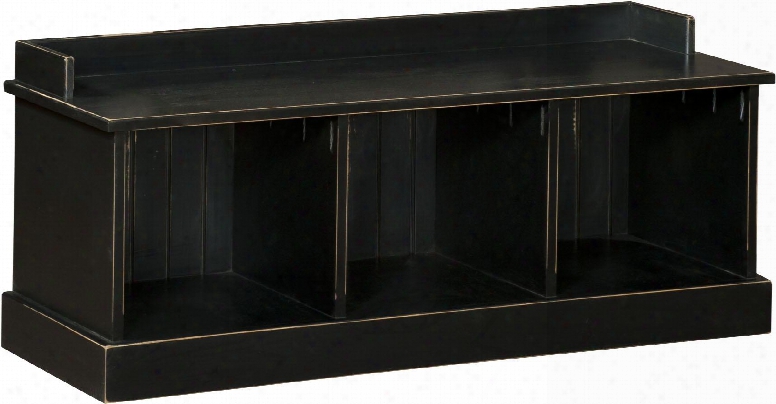 Friendship 465229b 47.25" Hlal Bench With 3 Open Storage Cubbies And Premium Grade Pine Wood Construction In Black