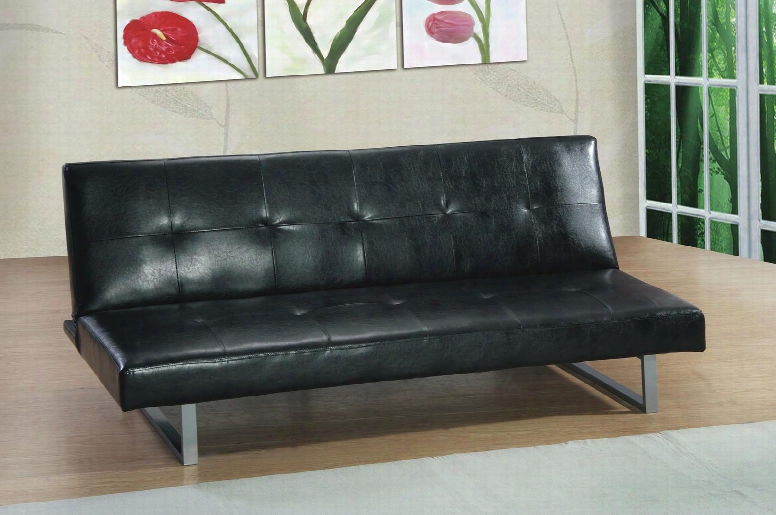 G116-s 70" Convertible Full Size Sofa Bed With Faux Leather Upholstery Tufted Detailing And Metal Legs In