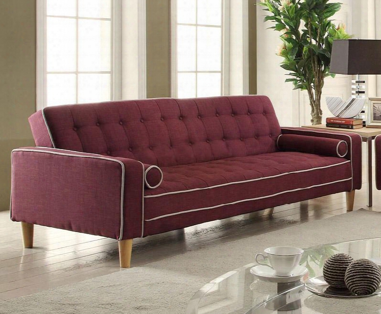 G837-s 85" Fabric Convertible Sofa Bed With Button Tufted Detailing Removable Arms And Backs And Tapered Legs In