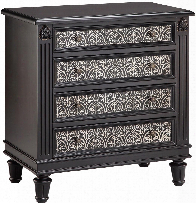 Gallatin 13201 27" 4 Drawer Chest With Cathedral Pattern Hand Painted And Burnished Hardware In