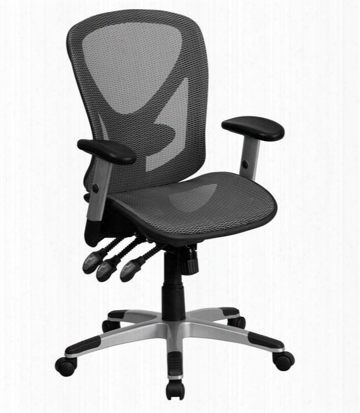 Go-wy-136-3-gg 39"-45" Mesh Executive Office Chair With Adjustable Back Height Adjustable Seat Height Trple Paddle Multi-function Control And Lumbar Support