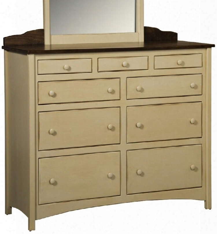 Graces 4650143bmb 50" Dresser With 9 Drawers Simple Knobs And Premium Grade Pine Wood  Construction In Buttermilk And Burnt