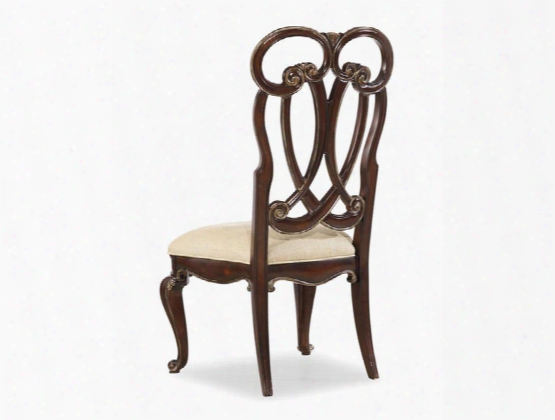 Grand Palais Series 5272-75410 44" Traditional-style Dining Room Splat Back Side Chair With Carved Detailing Cabriole Legs And Fabric Upholstery In