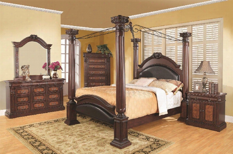 Grand Prado 202201kedmcn 5 Pc Bedroom Set With Eastern King Size Bed + Dresser + Mirror+  Chest + Nightstand In Cappuccino