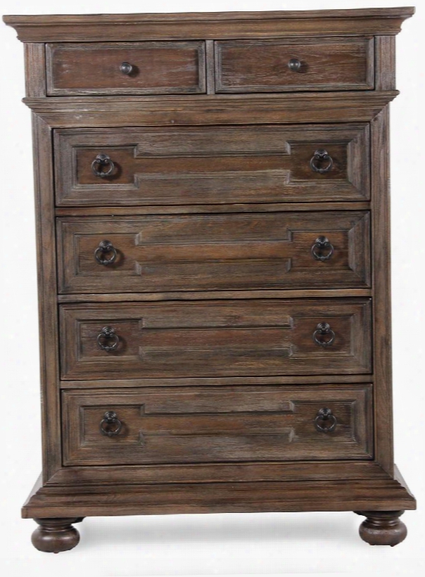 Hamilton S024040 40" Chest With 6 Drawers Dust Bottoms Turned Bun Feet Plinth Bases Oak Veneers And Harewood Solids Construction In Oak