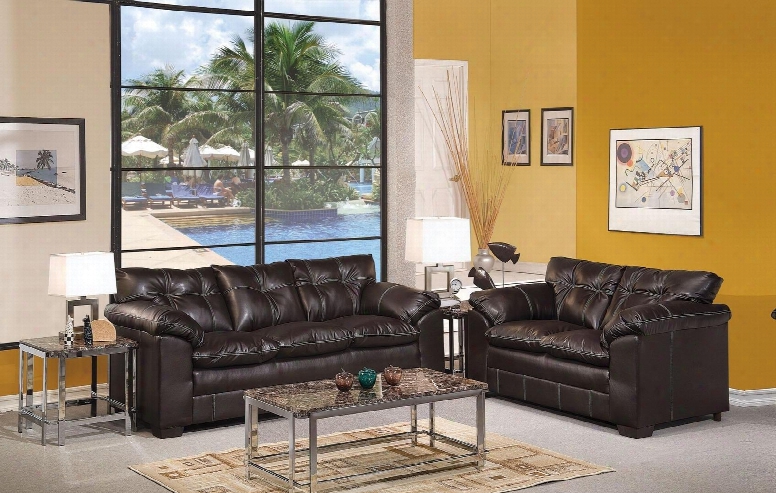 Hayley 50350sl 2 Pc Living Room Set With Sofa + Loveseat In Premier Onyx