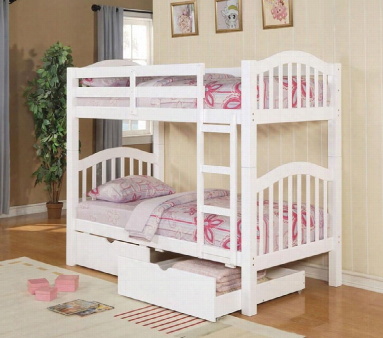 Heartland 02354bd 2 Pc Bedroom Set With Twin Bunk Bed + Storage Drawers In White