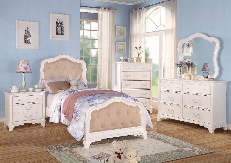 Ira Collectiln 30140f5pc Bedroom Set With Full Size Bed + Dresser + Mirror + Chest + Nightstand In White
