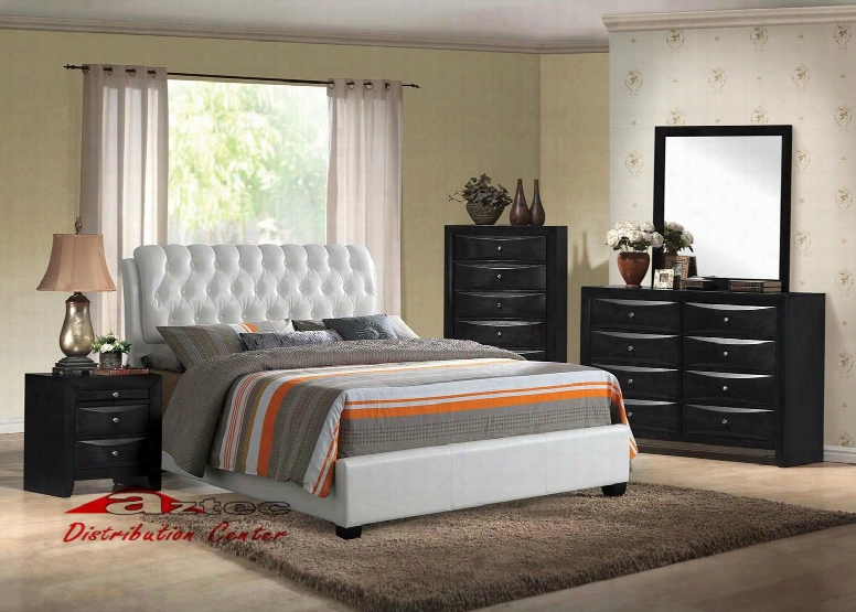 Ireland 25347ek5pc Bedroom Set With Eastern King Size Bed + Dresser + Mirror + Chest + Nightstand In White