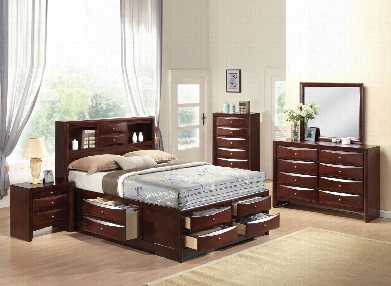 Ireland Collection 21590f5pc Bedroom Set With Full Size Bed + Dresser + Mirror + Chest + Nightstand In Espresso