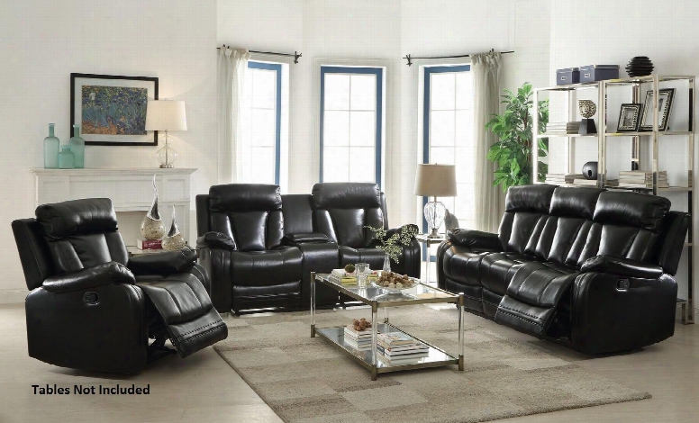 Isidro 52255slr 3 Pc Living Room Set With Sofa + Loveseat + Recliner In Black