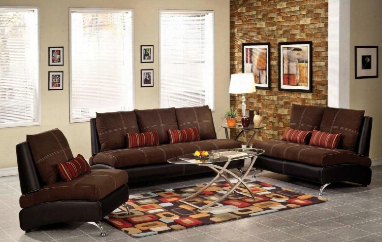 Jolie 51760slc 3 Pc Living Room Set With Sofa + Loveseat + Chzir In Chocolate