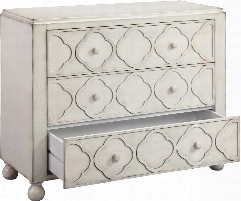 Juliette 13235 40" 3-drawer Chest With Ball Feet Hand Painted And Quatrefoil Pattern Drawer Fronts In