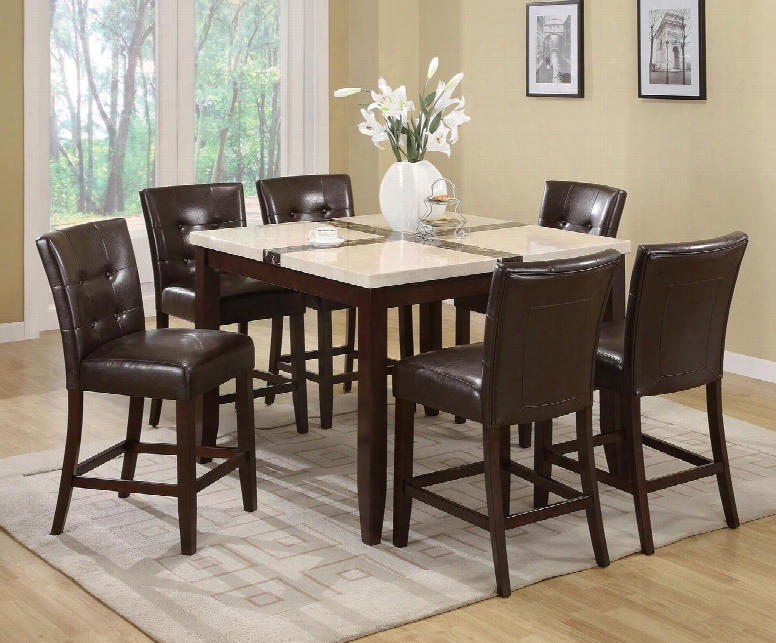 Justin 16555t6c 7 Pc Bar Table Set With Counter Height Table + 8 Chairs In Walnut