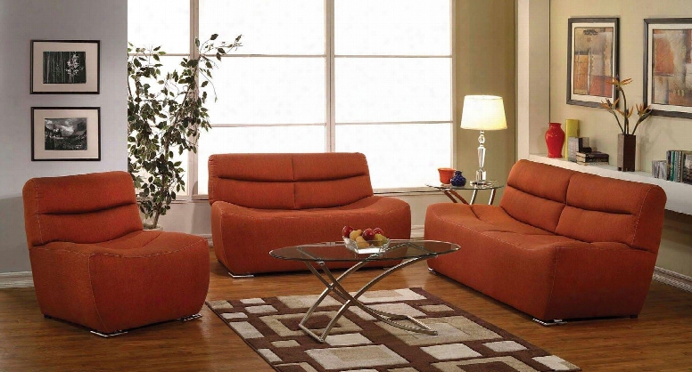 Kainda 517110slc 3 Pc Living Room Set With Sofa + Loveseat + Chair In Orange