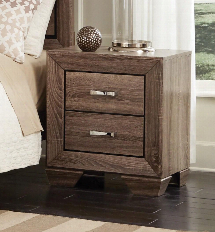 Kauffman 204192 23.5" Nightstand With 2 Drawers Tapered Feet Picture Framed Case Fronts Kenlin Drawer Glides And Chrome Hardware In Washed Taupe