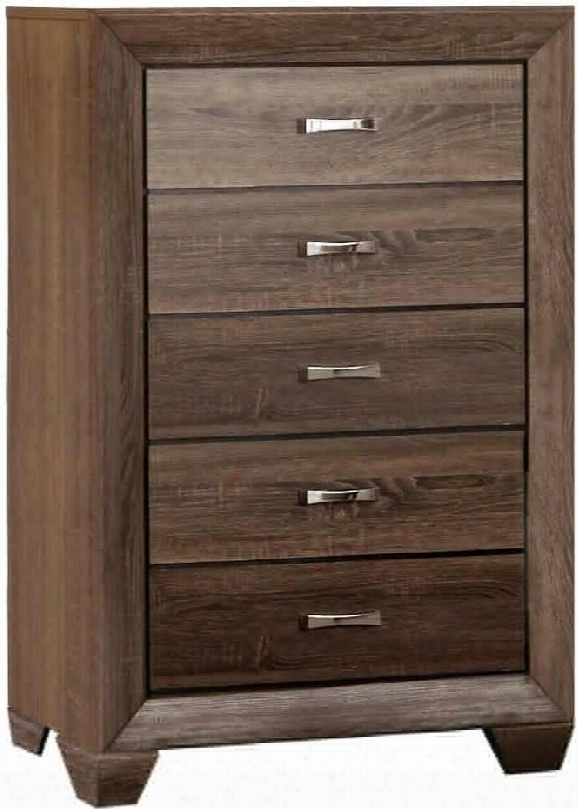 Kauffman 204195 33" Dresser With 5 Drawers Tapered Legs Picture Framed Case Fronts Kenlin Drawer Glides And Chrome Hardware In Washed Taupe