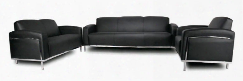 Kit1br99003bk Contemporary Lounge Seating Complete With Loveseat Sofa And Club Chair In Black Caressoftplus