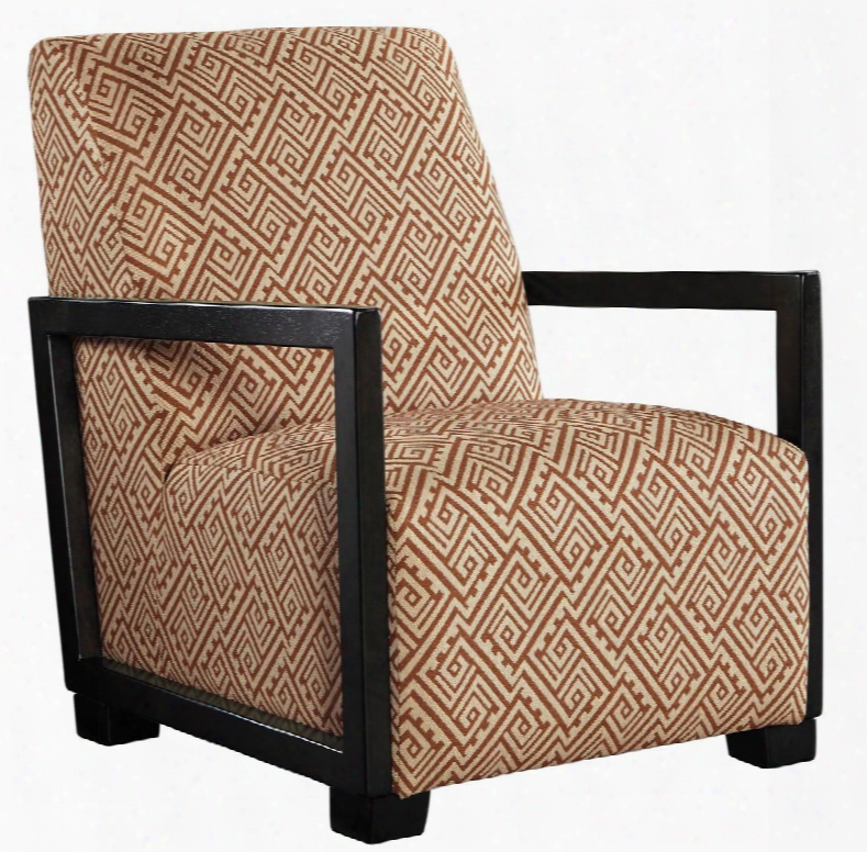 Leola 5360160 29" Accent Chair With Patterned Fabric Upholstery Block Feet And Exposed Arms In Curry