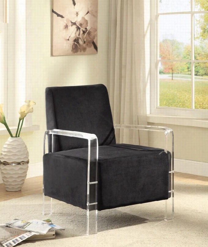 Liam 503black 26" Accent Chair With Acrylic Legs Contemporary Design And Velvet Material In