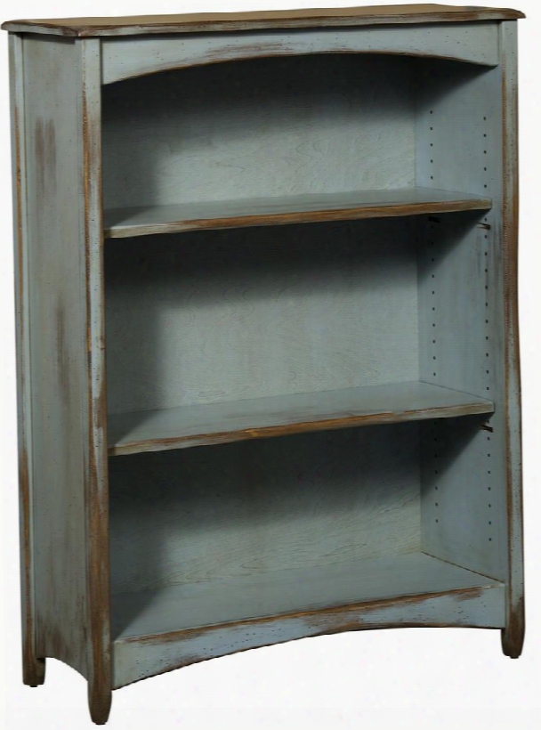 Liliana 4650148sfda 36" Bookcase With 3 Shelves Distressed Antique And Premium Grade Pine Wood Construction In Seafoam