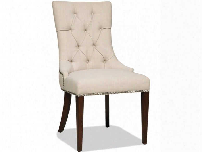 Lindy Series 300-350031 40" Traditional-style Dining Room Linen Chair With Button Tufting Nail Head Accents And Fabric Upholstery In