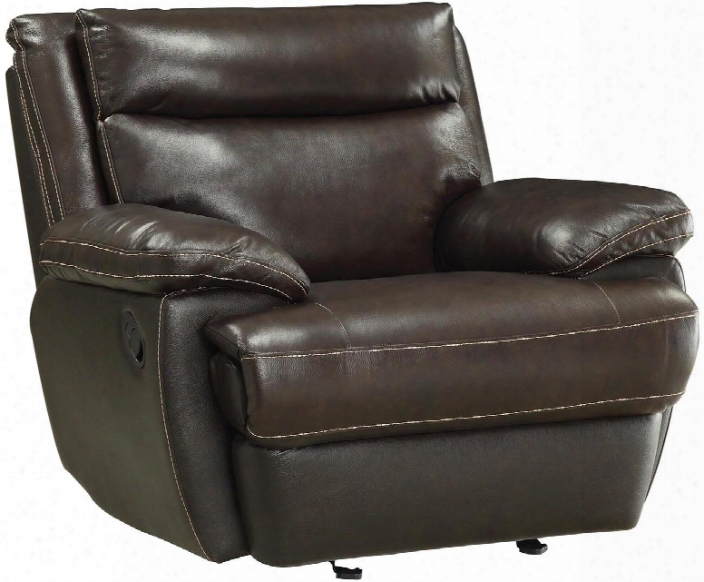 Macpherson 601813p 44" Power Recliner Wwith Double Back Cushion Dseign Wood Frame Contrast Top Stitch And Top Grain Leather Match Upholstery In Cocoa Bean