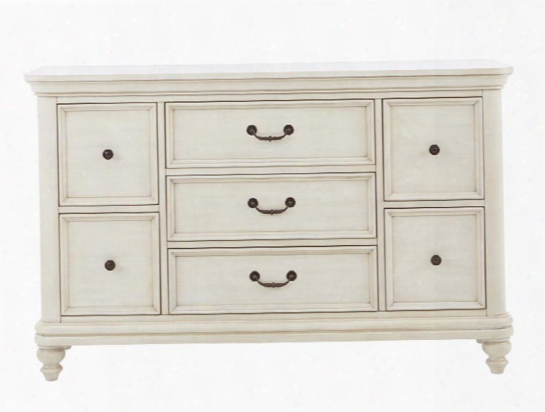 Madison 8890410 56" Dresser With 7 Drawers Metal Hardware Inside Fitting Drawers Ball Bearing Drawer Glides Selected Veneers And Hardwood Solids In White