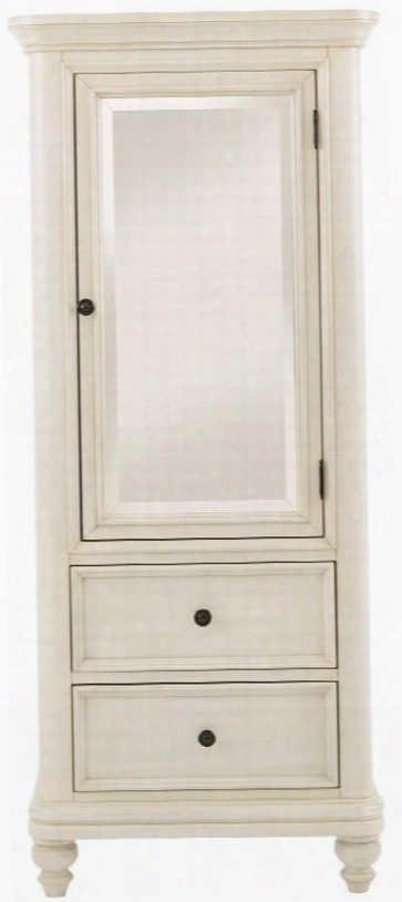 Madison 8890445 27" Wardrobe With 2 Drawers 1 Mirrored Door 2 Adjustable Shelves Metal Hardware Selected Veneers And Hardwood Solids In White
