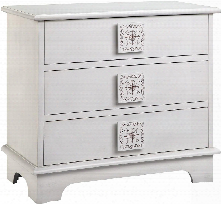 Marston 13228 34" 3-drawer Chest With Decorative Hardware Hand Painted And Bracket Ffeet In