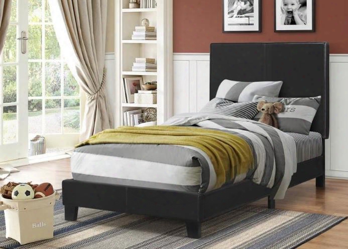 Mauve 300558t Twin Size Platform Bed With Slat Roll Included Solid Wood Legs And Leatherette Upholstery In Black