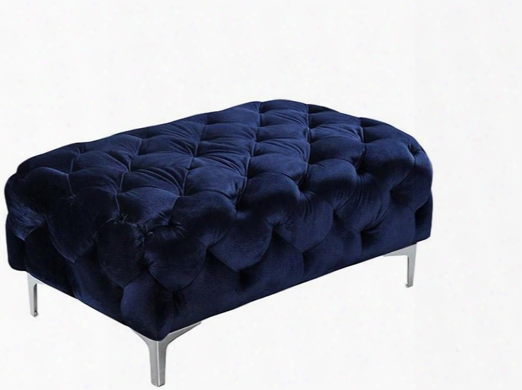 Mercer 646navy-ott 40" Ottoman With Top Quality Velvet Upholstery Tufting Detailing And Tuxedo Arms In