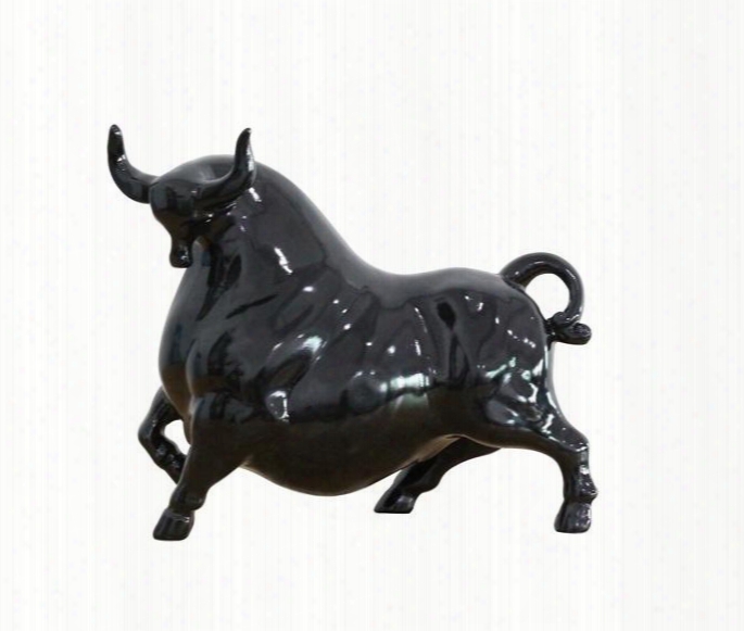 Modrest Bull Vgth521blk 9" Sculpture In Black And Brown Gloss